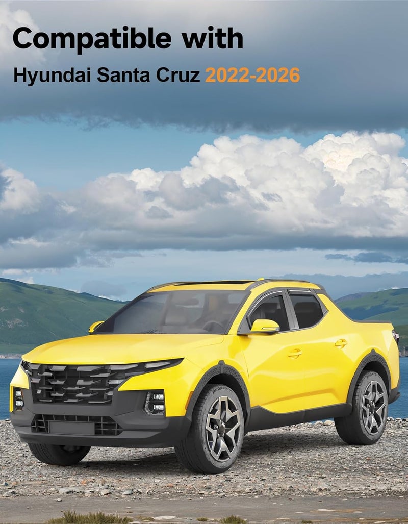 Deejecsun in-Channel Window Rain Guards Fit for Hyundai Santa Cruz 2022-2026 Rain Guards Extra Durable Window Deflectors Visors Vent Visors Shades Vent Car Accessories -4 pcs - Image 2